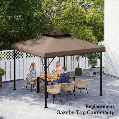 Replacement Canopy for 3 x 3 m Gazebo — Water-Resistant Double Roof with Drainage Holes, Polyester Cover, Khaki