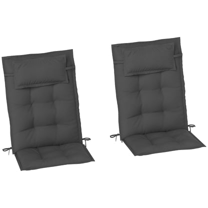 2-Piece Set Lounger Cushion Water-Repellent Cushion for Garden Lounger Padding for Beach Lounger Sun Lounger Pillow Cushion for Garden Furniture Cushions 50x116x5 cm, Dark Gray