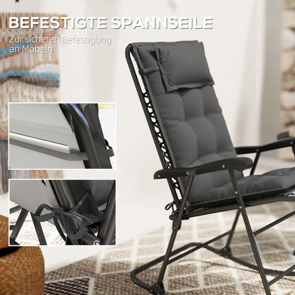 2-Piece Set Lounger Cushion Water-Repellent Cushion for Garden Lounger Padding for Beach Lounger Sun Lounger Pillow Cushion for Garden Furniture Cushions 50x116x5 cm, Dark Gray