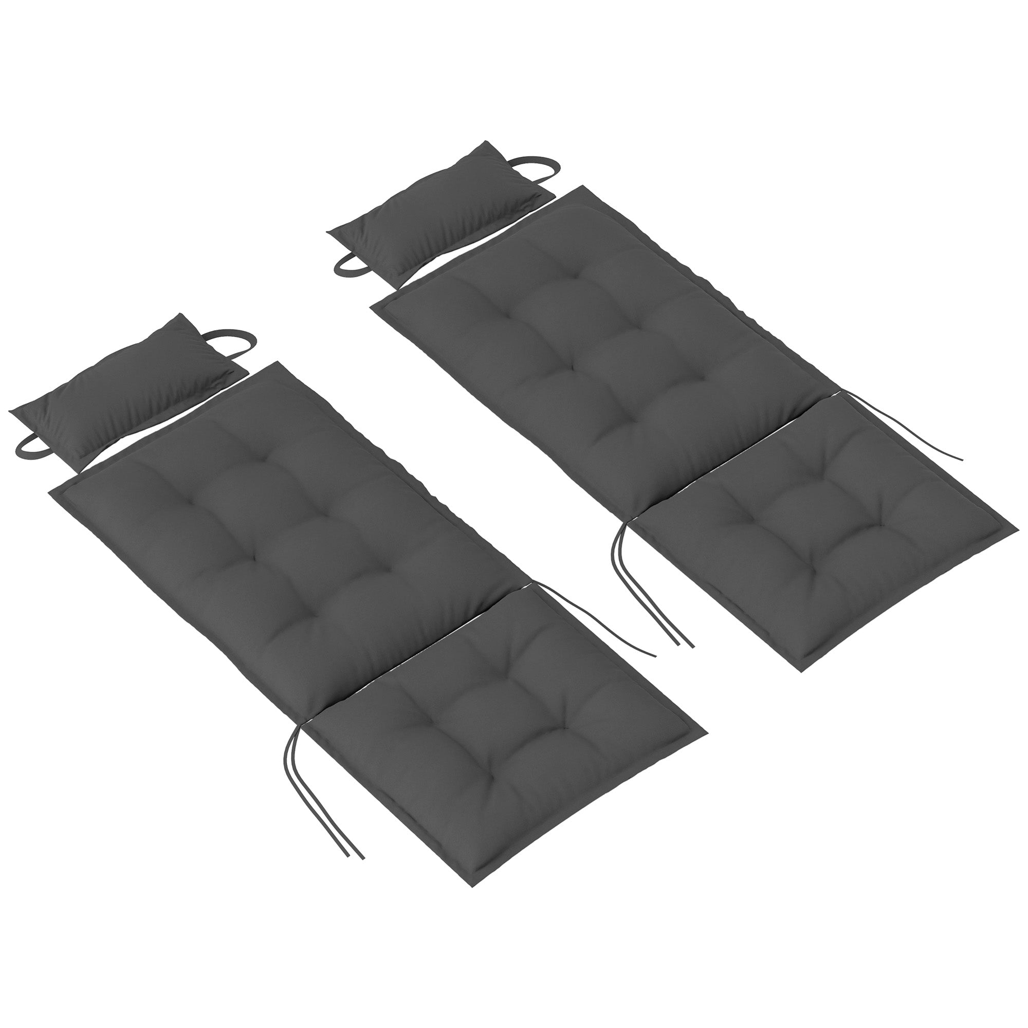 2-Piece Set Lounger Cushion Water-Repellent Cushion for Garden Lounger Padding for Beach Lounger Sun Lounger Pillow Cushion for Garden Furniture Cushions 50x116x5 cm, Dark Gray
