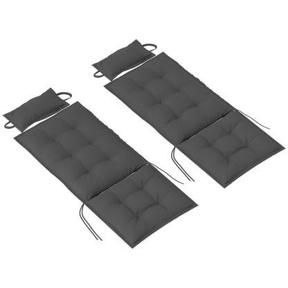 2-Piece Set Lounger Cushion Water-Repellent Cushion for Garden Lounger Padding for Beach Lounger Sun Lounger Pillow Cushion for Garden Furniture Cushions 50x116x5 cm, Dark Gray