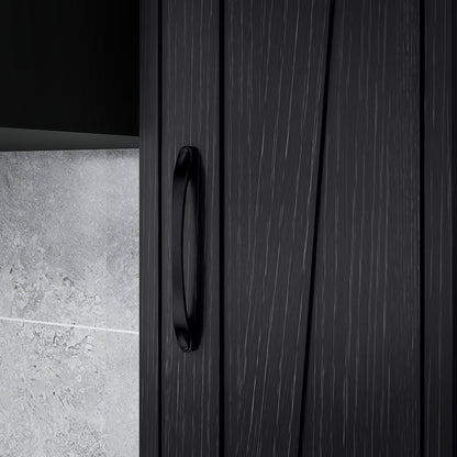 Narrow Bathroom Column with 2 Doors Tall Rustic Bathroom Cabinet with Drawer Open Compartment Adjustable Shelves and Toilet Paper Holder 20x20x185 cm Black