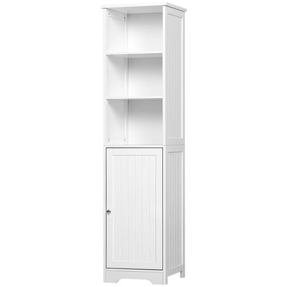 Tall Bathroom Cabinet 5-Level Bathroom Auxiliary Column with 3 Shelves 1 Door and Adjustable Inner Shelf 40x38x160 cm White