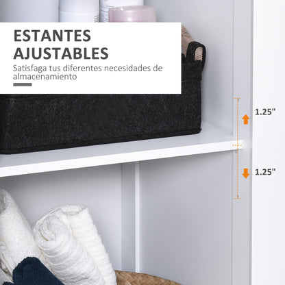 Tall Bathroom Cabinet 5-Level Bathroom Auxiliary Column with 3 Shelves 1 Door and Adjustable Inner Shelf 40x38x160 cm White