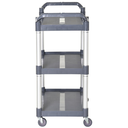 3-Tier Aluminum Alloy Wheeled Utility Cart Kitchen Storage Cart Load 105 kg for Dining Room Bathroom 88x44x93 cm Gray