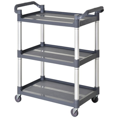 3-Tier Aluminum Alloy Wheeled Utility Cart Kitchen Storage Cart Load 105 kg for Dining Room Bathroom 88x44x93 cm Gray