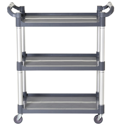 3-Tier Aluminum Alloy Wheeled Utility Cart Kitchen Storage Cart Load 105 kg for Dining Room Bathroom 88x44x93 cm Gray