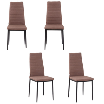 Set of 4 Upholstered Chairs for Living Room or Dining Room, Modern Kitchen Chairs, in Metal and Khaki Fabric
