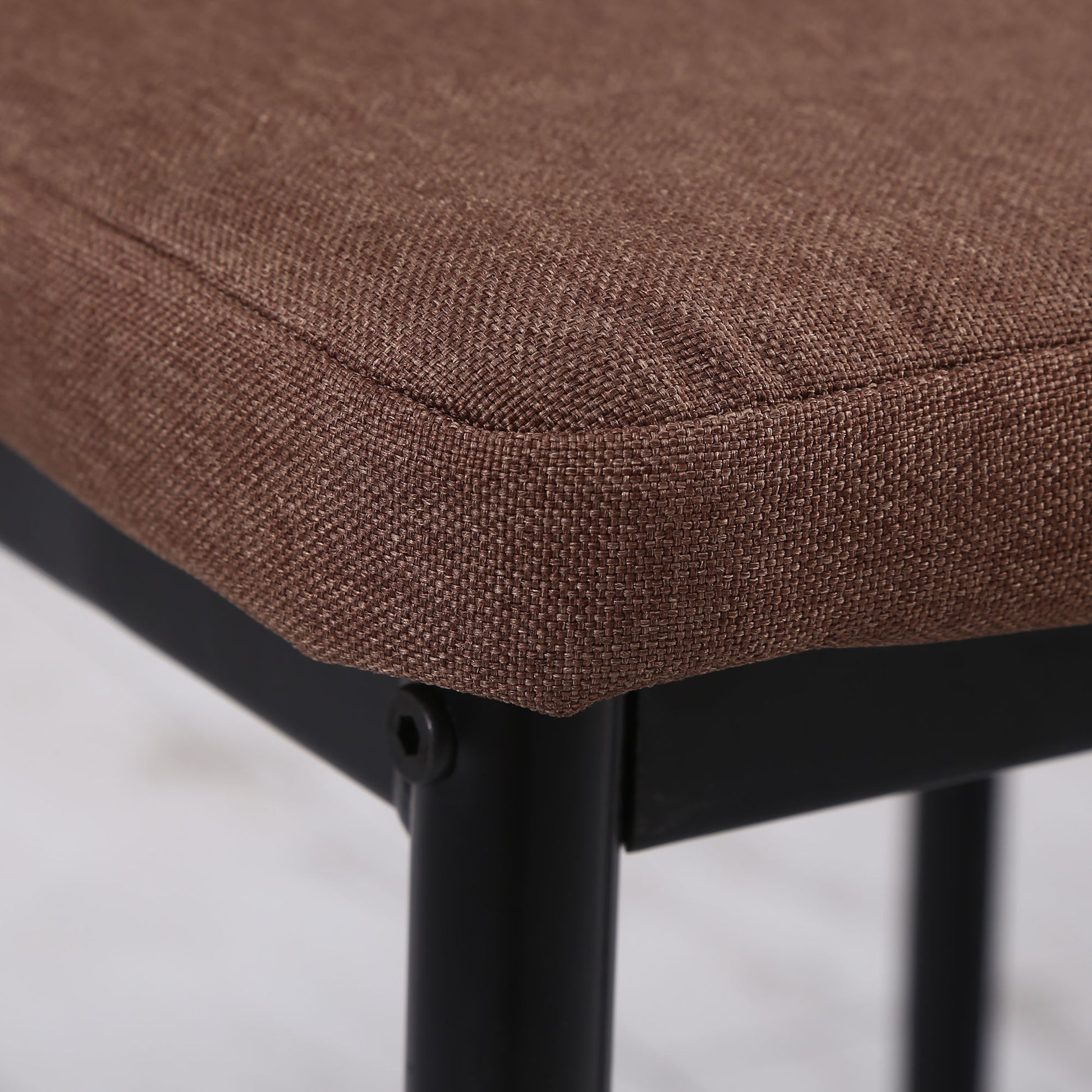 Set of 4 Upholstered Chairs for Living Room or Dining Room, Modern Kitchen Chairs, in Metal and Khaki Fabric