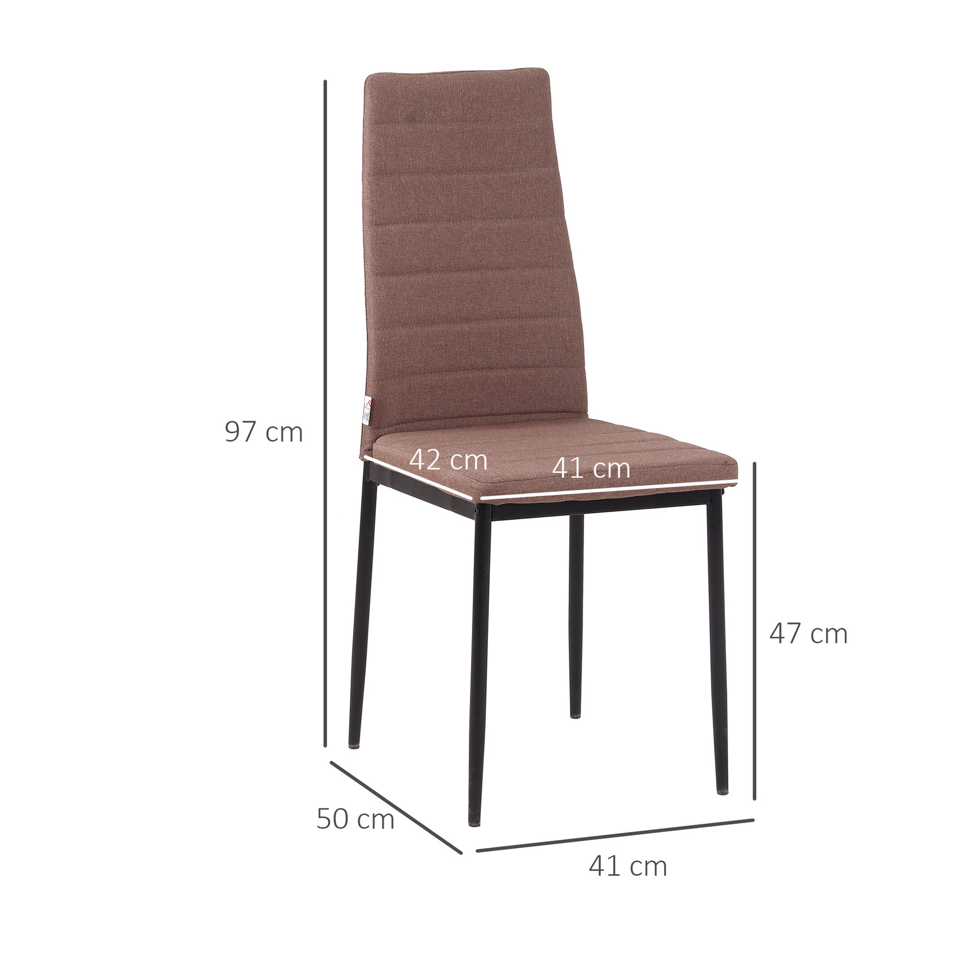 Set of 4 Upholstered Chairs for Living Room or Dining Room, Modern Kitchen Chairs, in Metal and Khaki Fabric
