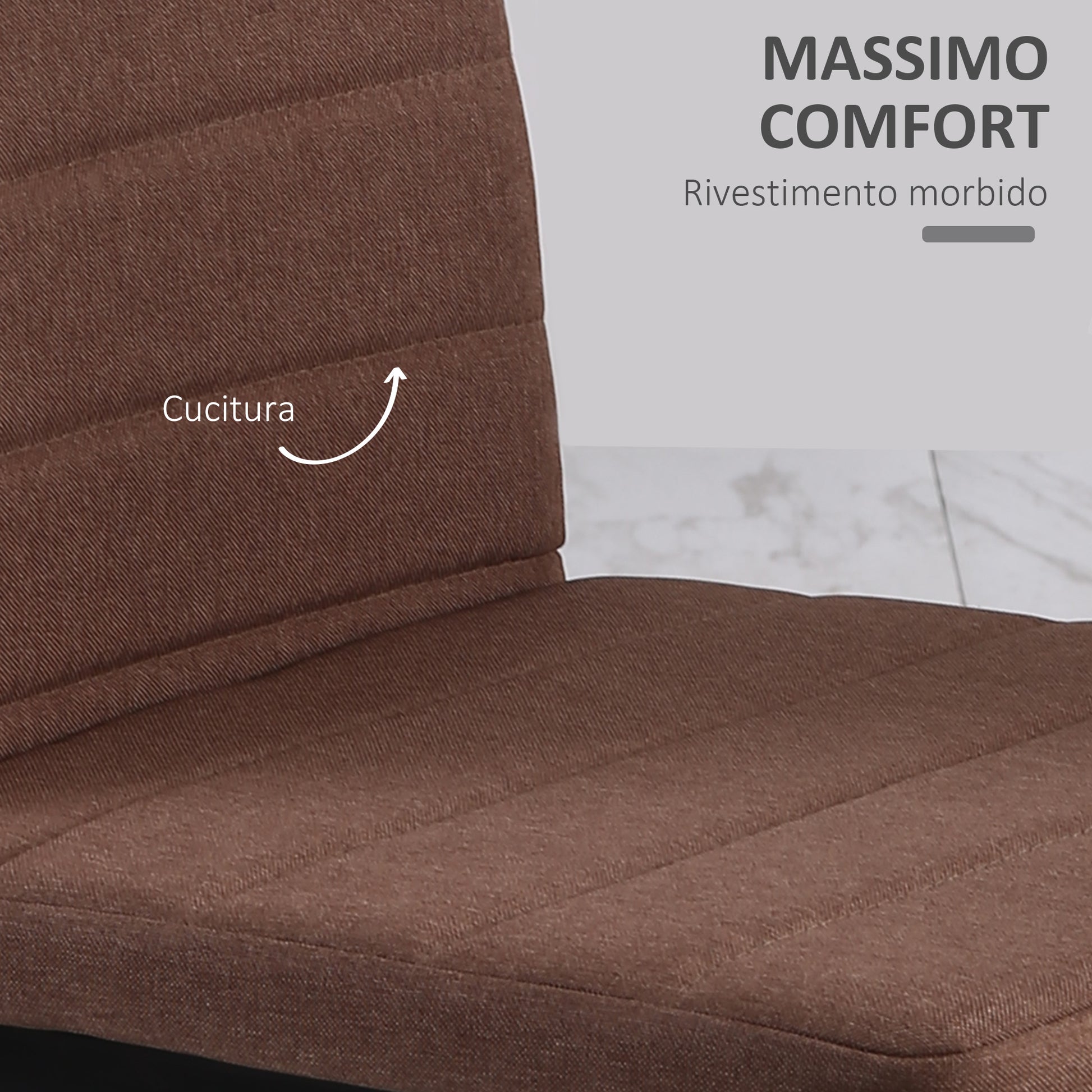 Set of 4 Upholstered Chairs for Living Room or Dining Room, Modern Kitchen Chairs, in Metal and Khaki Fabric