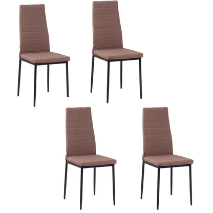 Set of 4 Upholstered Chairs for Living Room or Dining Room, Modern Kitchen Chairs, in Metal and Khaki Fabric