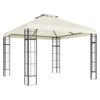 Pavilion with Double Roof, approx. 3x3m Waterproof Sturdy Winterproof Garden Gazebo with UV Protection Party Tent made of Metal, for Garden, Patio, Cream White