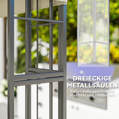 Pavilion with Double Roof, approx. 3x3m Waterproof Sturdy Winterproof Garden Gazebo with UV Protection Party Tent made of Metal, for Garden, Patio, Cream White