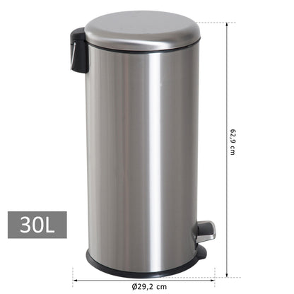 30L Trash Can, Waste Bin, Pedal Bin with Lid, Inner Bucket, Waste Separation for Living Room, Office, Round