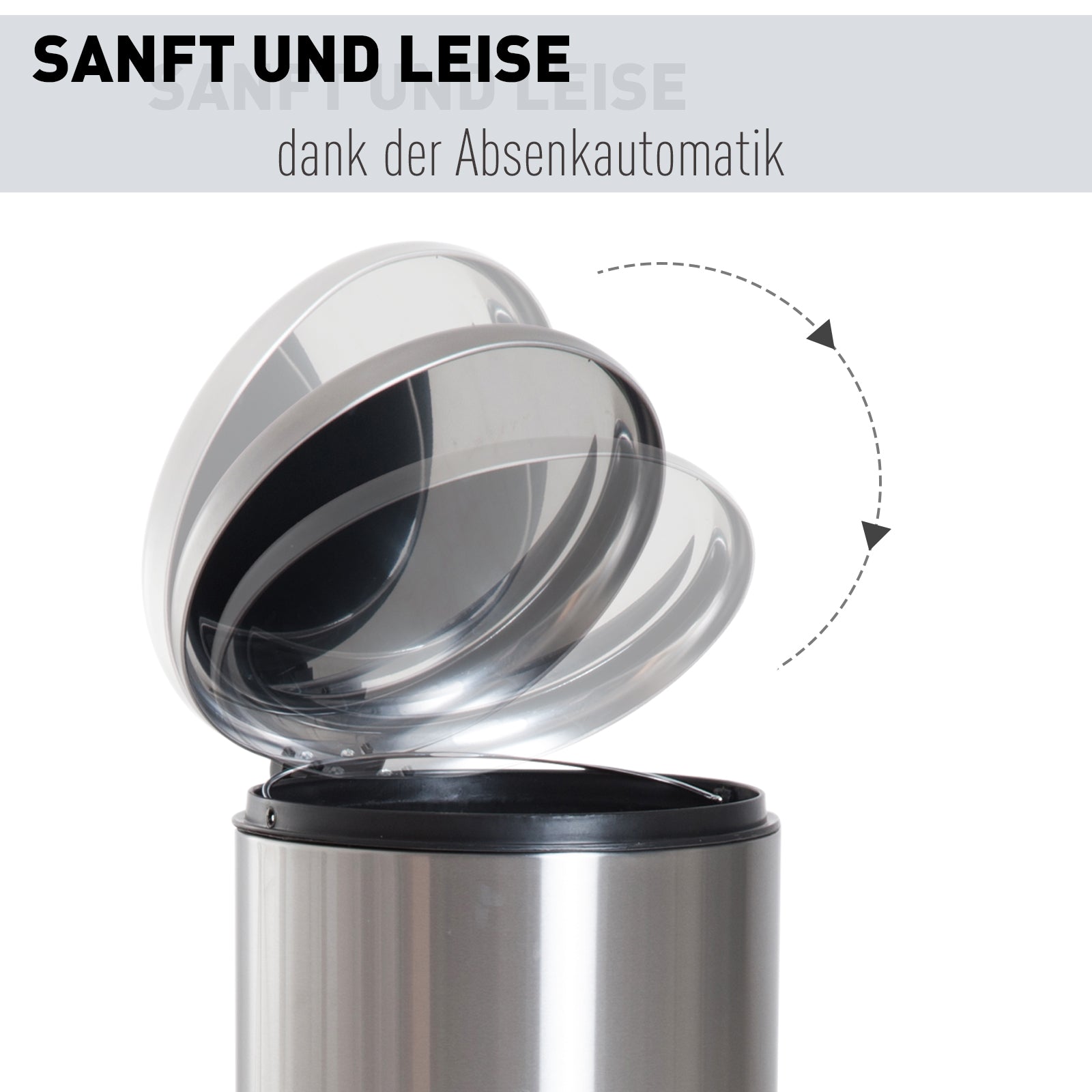 30L Trash Can, Waste Bin, Pedal Bin with Lid, Inner Bucket, Waste Separation for Living Room, Office, Round