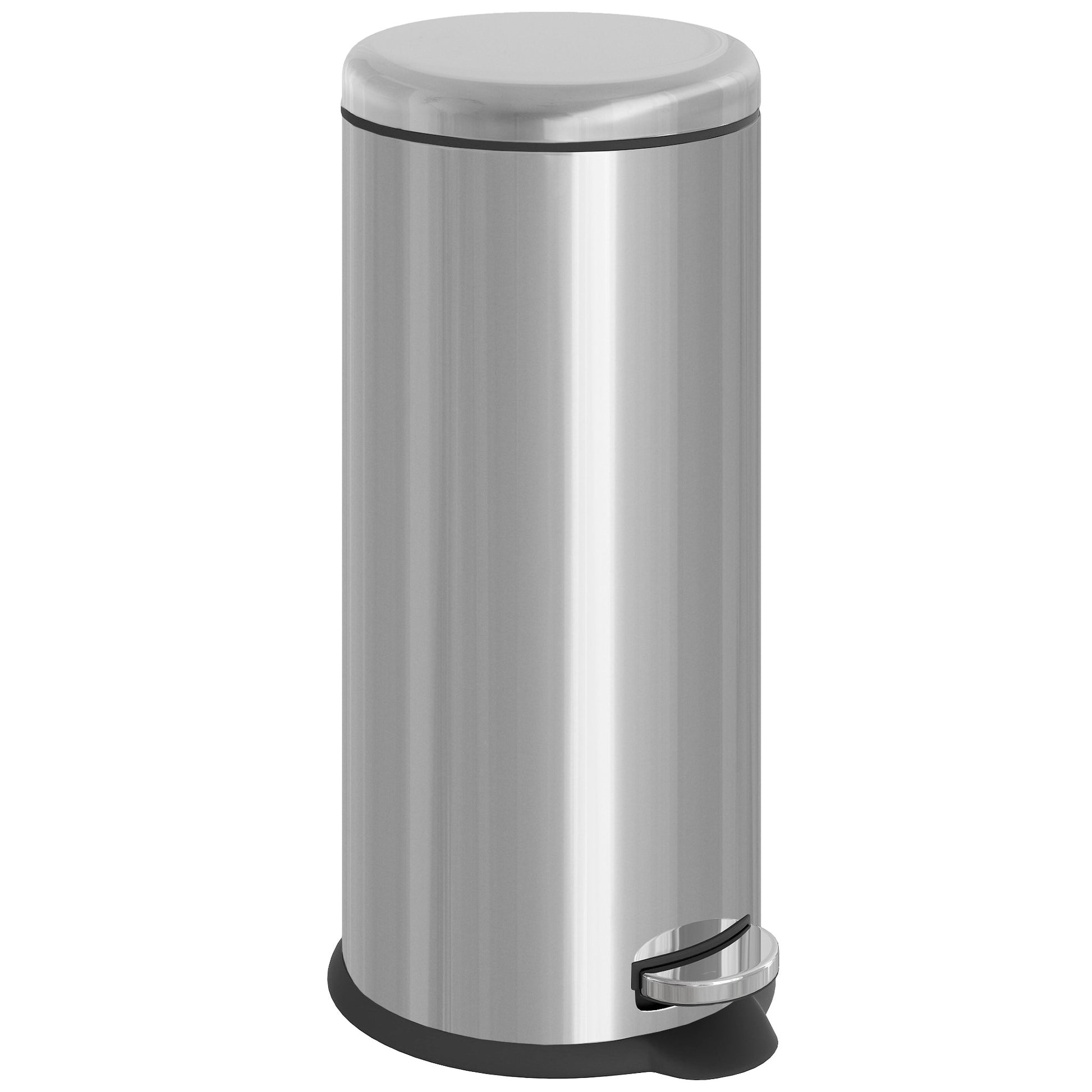 30L Trash Can, Waste Bin, Pedal Bin with Lid, Inner Bucket, Waste Separation for Living Room, Office, Round