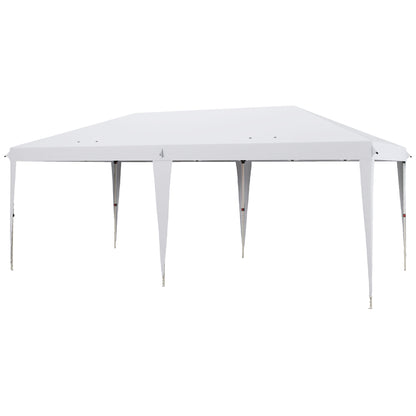 Folding Gazebo 6x3 m Portable Canopy with 3 Adjustable Heights Anti-UV Sun Shelter and Carrying Bag for Camping Parties White