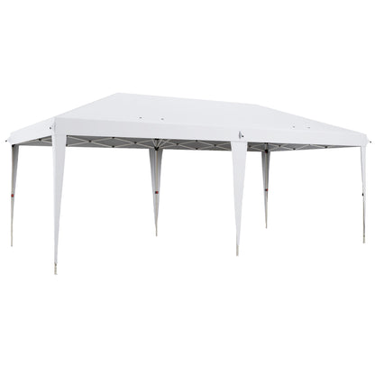 Folding Gazebo 6x3 m Portable Canopy with 3 Adjustable Heights Anti-UV Sun Shelter and Carrying Bag for Camping Parties White
