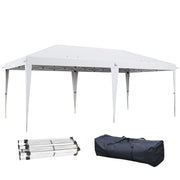 Folding Gazebo 6x3 m Portable Canopy with 3 Adjustable Heights Anti-UV Sun Shelter and Carrying Bag for Camping Parties White