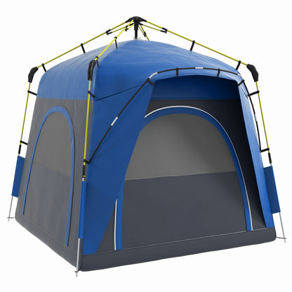 Dome Tent for 4 People Light, Stable, Waterproof UV 50+ Pop Up Camping Tent with Hooks, Door, Windows, Groundsheet, Family Tent with 1000mm Water Column Tent for Camping, Travel, Trekking, Garden