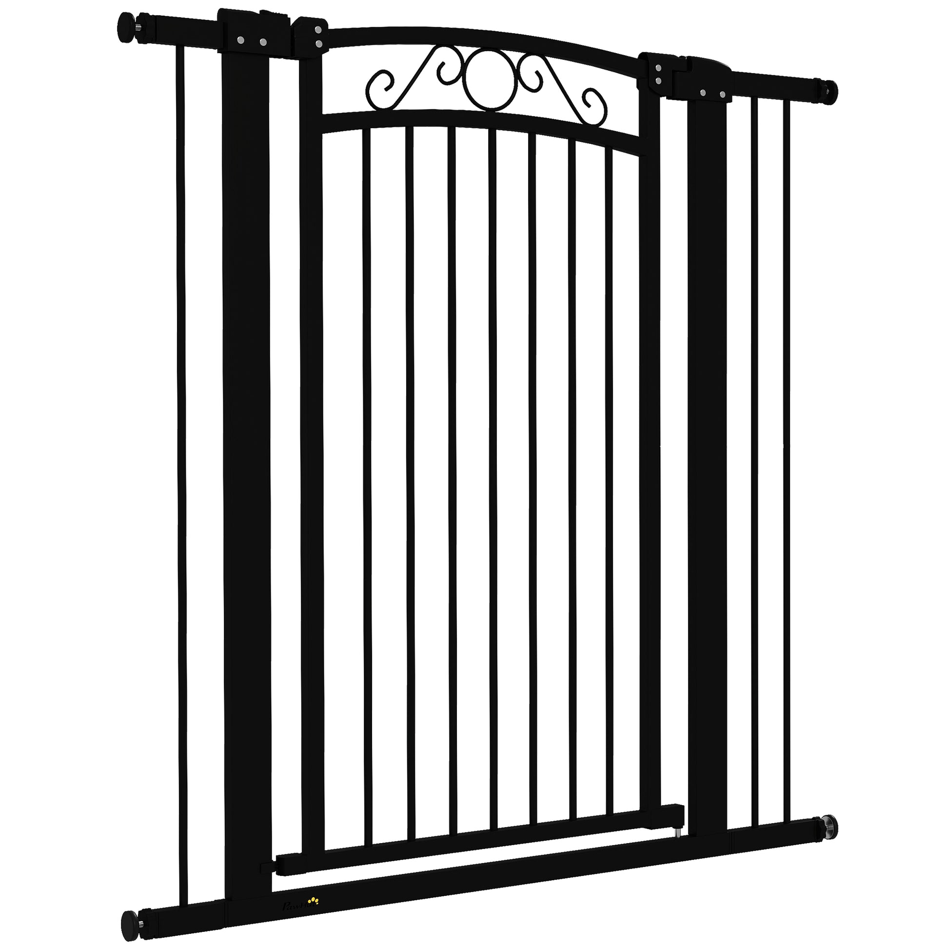Dog Barrier Dog Gate 76-104 cm Pet Safety Gate with 2 Extensions 7/14 cm and Double Lock for Stairs and Doors Black