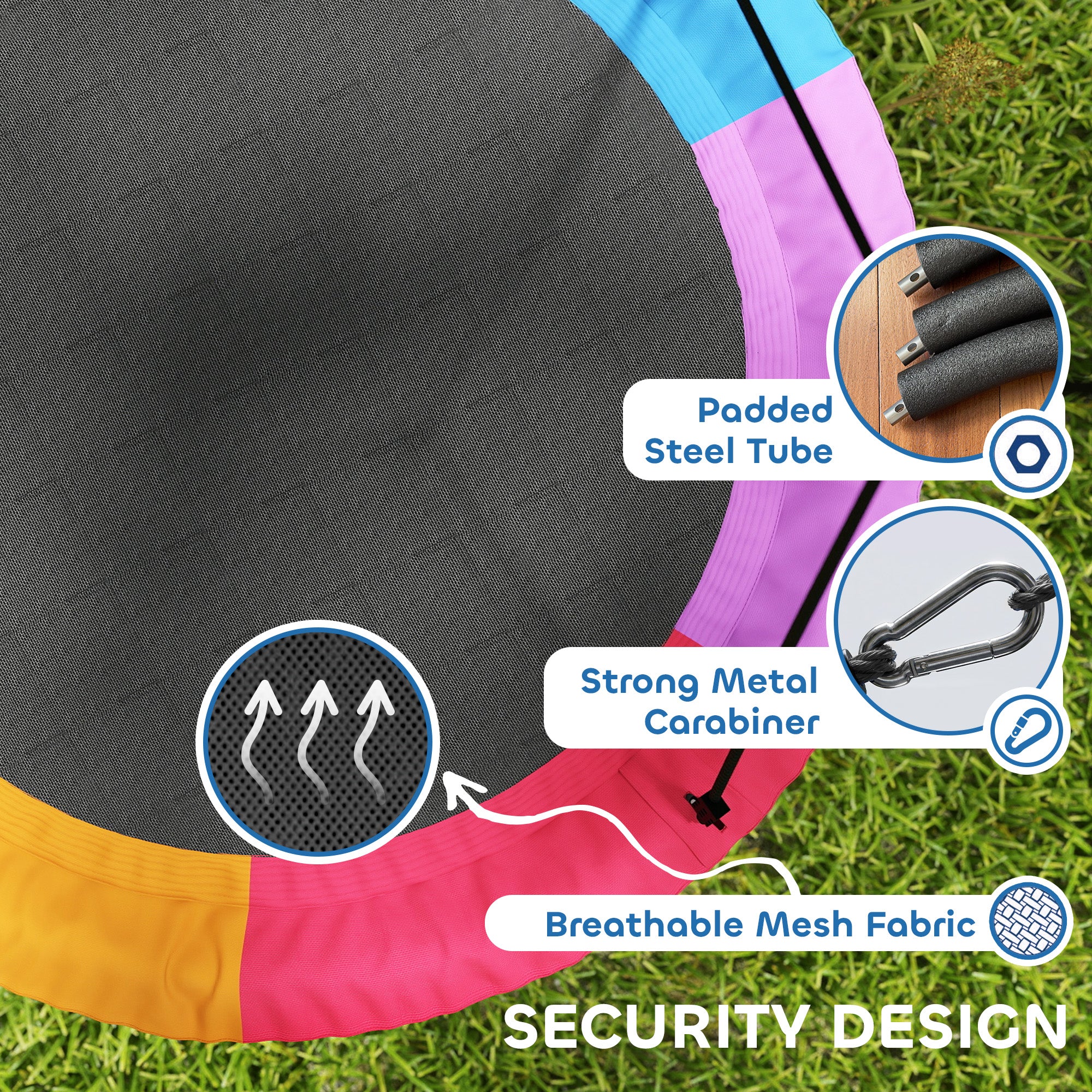 Adjustable 47" Nest Swing — 661 lb Capacity, Adjustable Ropes & Tree Straps, Disc Swing for Kids Ages 3–8, Indoor/Outdoor, Multicolored