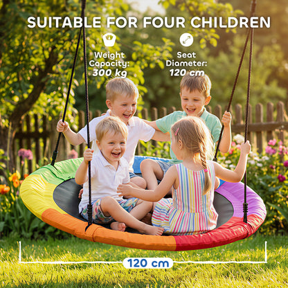 Adjustable 47" Nest Swing — 661 lb Capacity, Adjustable Ropes & Tree Straps, Disc Swing for Kids Ages 3–8, Indoor/Outdoor, Multicolored