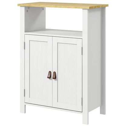 Bathroom Cabinet with 2 Doors, Open Compartment, and Adjustable Shelves Modern Bathroom Furniture 60x30x80.5 cm White