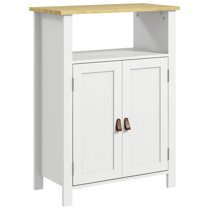 Bathroom Cabinet with 2 Doors, Open Compartment, and Adjustable Shelves Modern Bathroom Furniture 60x30x80.5 cm White