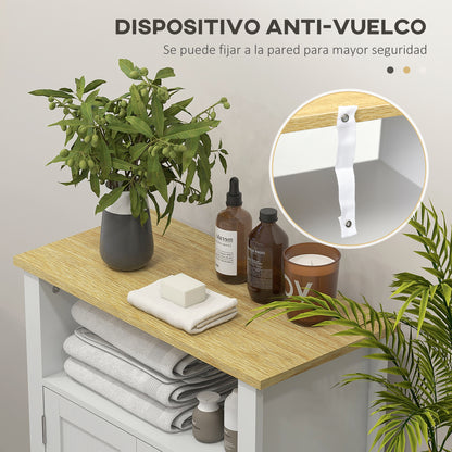 Bathroom Cabinet with 2 Doors, Open Compartment, and Adjustable Shelves Modern Bathroom Furniture 60x30x80.5 cm White