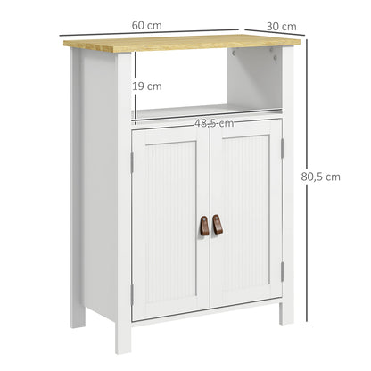 Bathroom Cabinet with 2 Doors, Open Compartment, and Adjustable Shelves Modern Bathroom Furniture 60x30x80.5 cm White