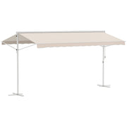 Freestanding Awning Awning 4.5 x 3.4m Terrace Cover Garden Awning with Folding Arm Crank Terrace Cream Alu Metal