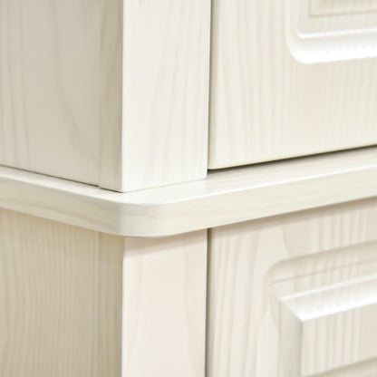 Kitchen Sideboard with 2 Cabinets and Drawer, Colonial Style Wooden Pantry Cabinet, 80x35x180cm White