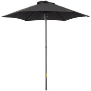 Umbrella Ø196 cm, hexagonal balcony umbrella beach umbrella windproof stable market umbrella crank umbrella sun protection for beach balcony garden, Black