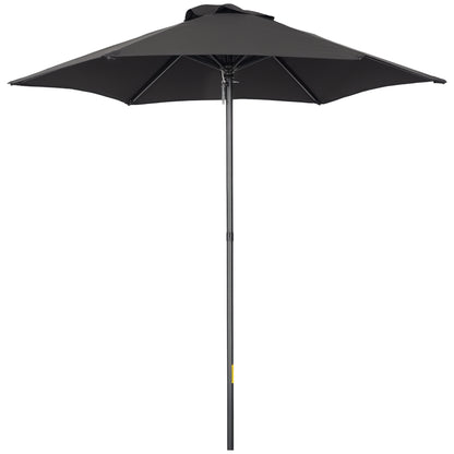 Umbrella Ø196 cm, hexagonal balcony umbrella beach umbrella windproof stable market umbrella crank umbrella sun protection for beach balcony garden, Black