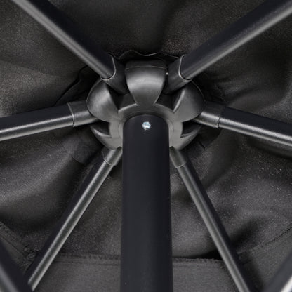 Umbrella Ø196 cm, hexagonal balcony umbrella beach umbrella windproof stable market umbrella crank umbrella sun protection for beach balcony garden, Black