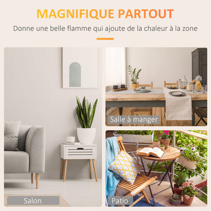 Ethanol Fireplace Freestanding Portable Table Fireplace with 0.4 L Reservoir Covering 15 m² - dim. 25L x 25W x 60H cm