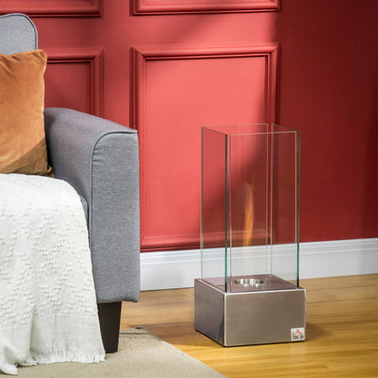 Ethanol Fireplace Freestanding Portable Table Fireplace with 0.4 L Reservoir Covering 15 m² - dim. 25L x 25W x 60H cm