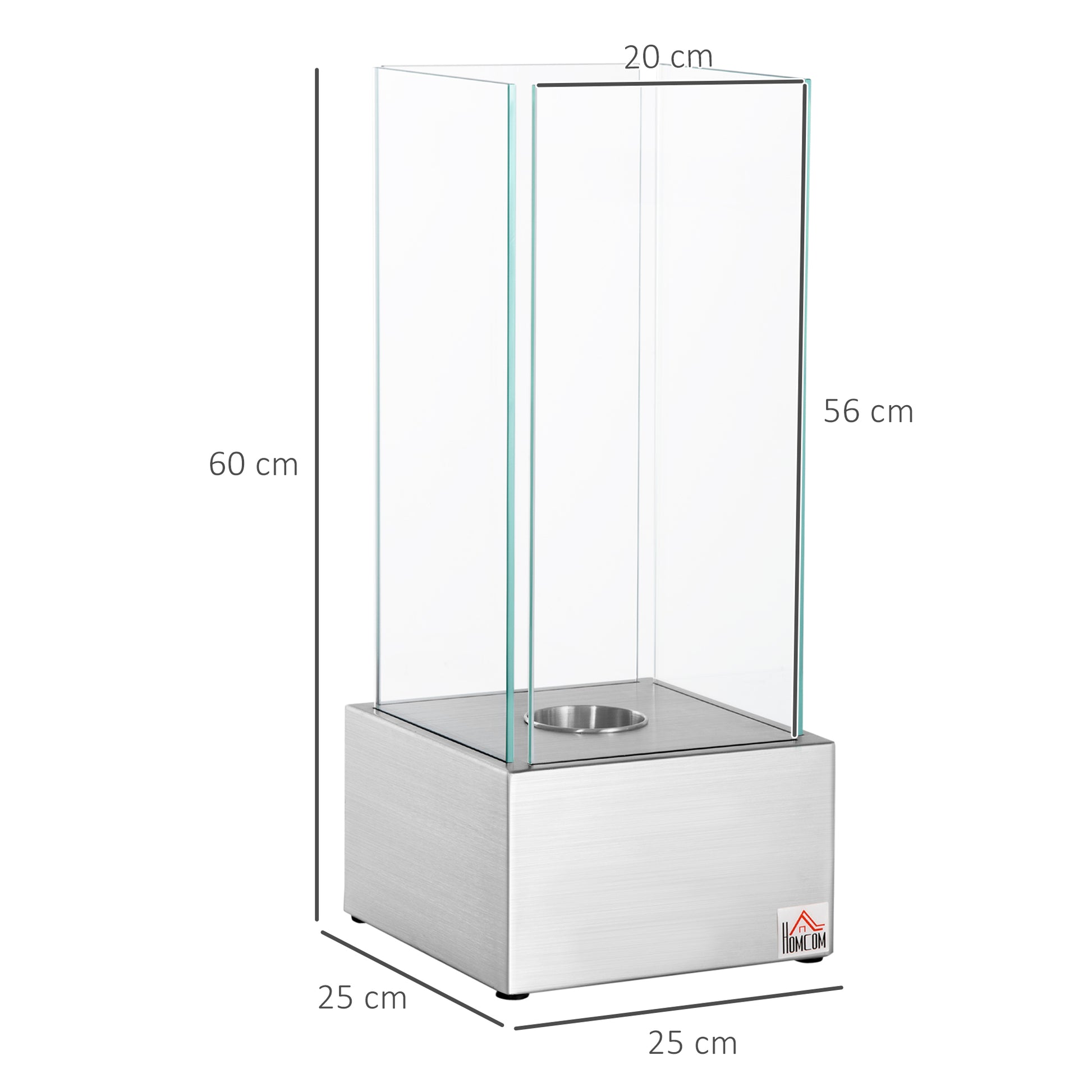 Ethanol Fireplace Freestanding Portable Table Fireplace with 0.4 L Reservoir Covering 15 m² - dim. 25L x 25W x 60H cm