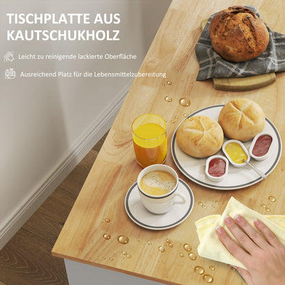 Kitchen Cart Serving Trolley with Worktop, Drawers, Rolling Cart with Kitchen Cabinet with Soft Close Door, Handle, Kitchen Island with Open Compartment for Office, 107x50x85cm, Oak