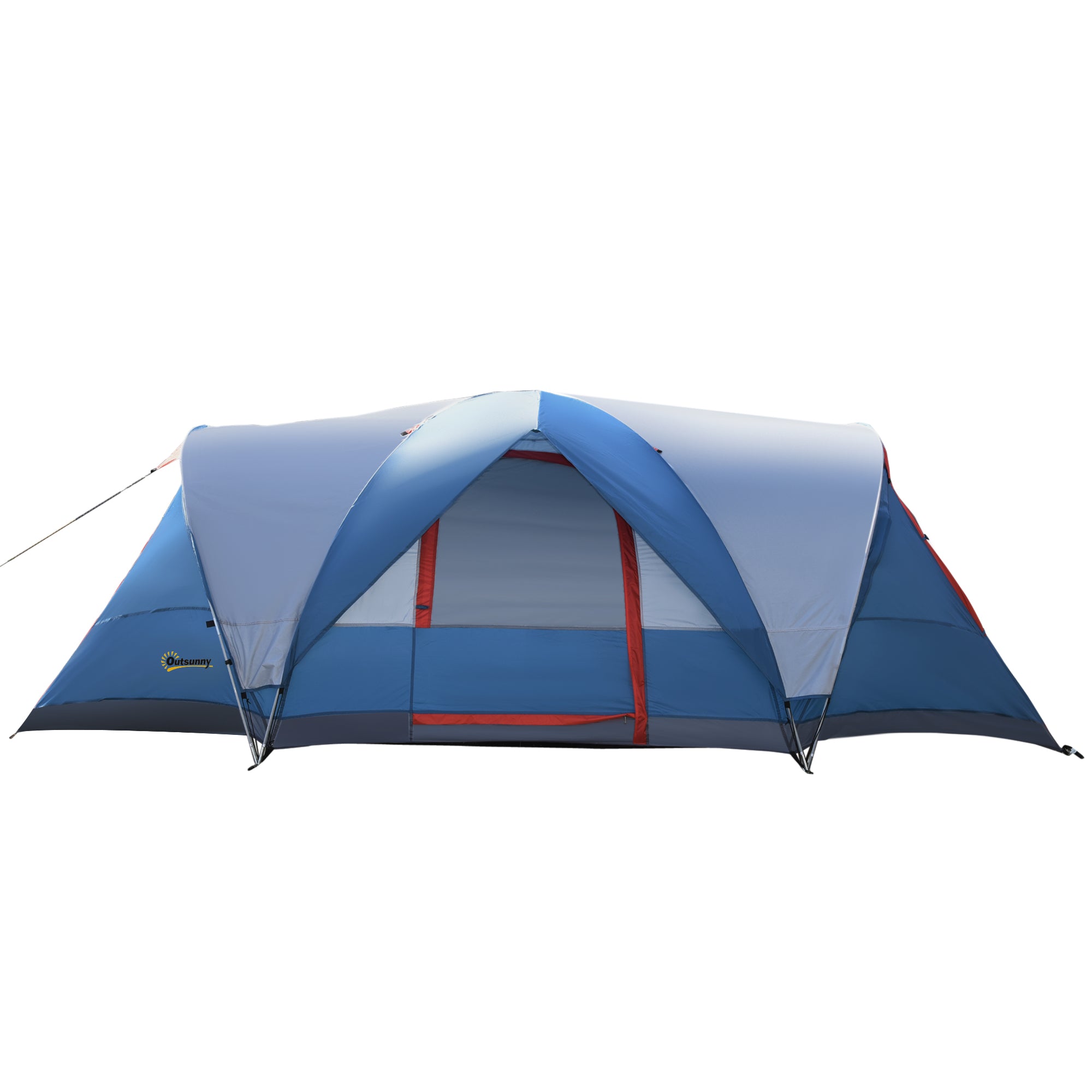 4-Person Camping Tent, Tunnel Tent, Group Tent with carrying bag, 2000 mm water column, UV Protection, Family Tent with two rooms, blue+white