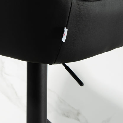 Set of 2 Bar Stools with Backrest, Footrest, and Armrests, Adjustable Swivel High Kitchen Stools in Fabric and PU with Non-Slip Base for Counter, Restaurant, Light Gray