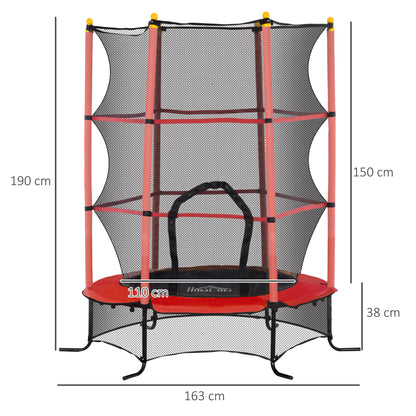 Kids Trampoline Ø163 cm, Trampoline with Safety Net, Edge Cover, Garden Trampoline for Children 3-10 Years, up to 50 kg load capacity, Red