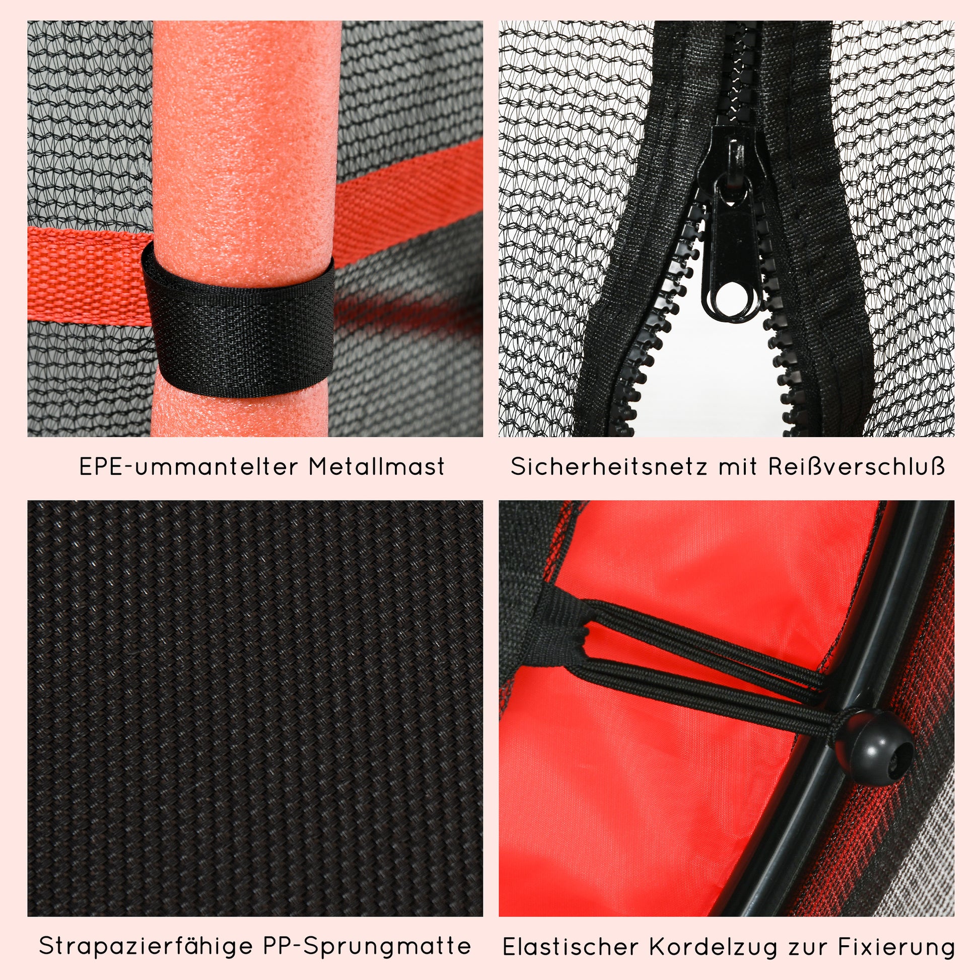 Kids Trampoline Ø163 cm, Trampoline with Safety Net, Edge Cover, Garden Trampoline for Children 3-10 Years, up to 50 kg load capacity, Red