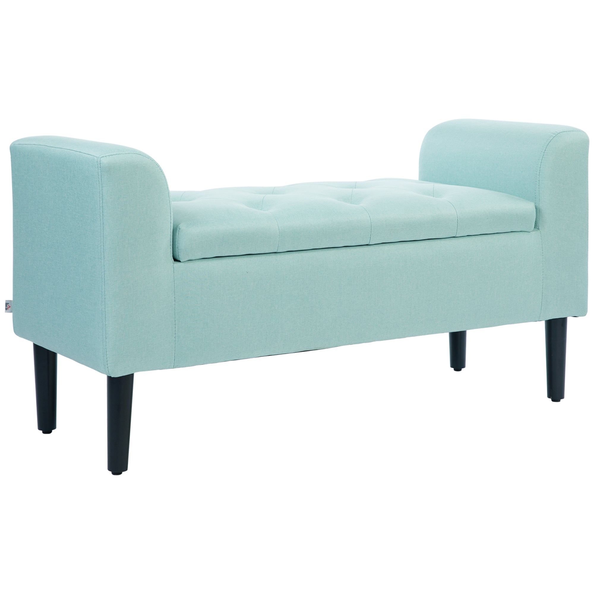 Storage Bench with Linen-Feel, Wooden Legs, Bed Bench Load-Bearing Up to 130 kg, for Living Room Bedroom Hallway, 116 x 44 x 58 cm Green