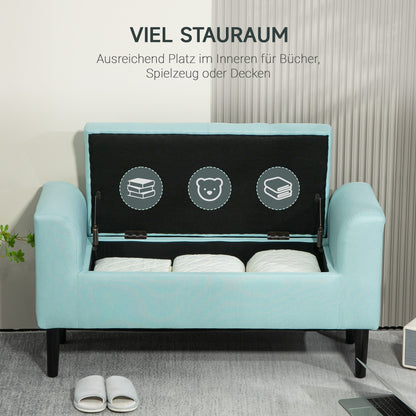 Storage Bench with Linen-Feel, Wooden Legs, Bed Bench Load-Bearing Up to 130 kg, for Living Room Bedroom Hallway, 116 x 44 x 58 cm Green