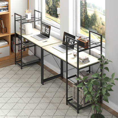 Industrial Reversible Bookshelf Desk Steel Frame Study Table for Home Office Bedroom 110x53x115.5 cm Oak and Black