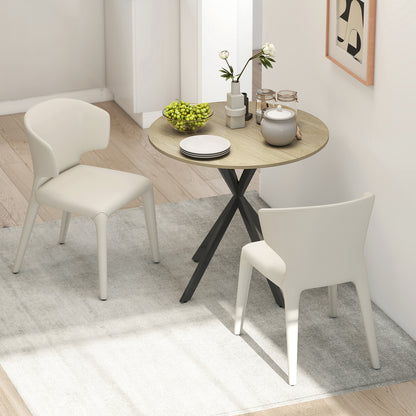Round Dining Table Ø80cm Dining Room Table in Industrial Style with Steel Legs, Kitchen Table for Dining Room, Kitchen, Home Office, White Oak