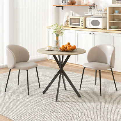 Round Dining Table Ø80cm Dining Room Table in Industrial Style with Steel Legs, Kitchen Table for Dining Room, Kitchen, Home Office, White Oak